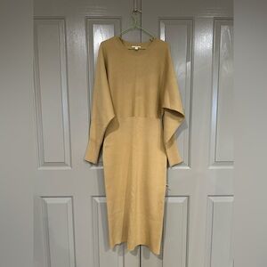 COS Tan Long Sleeve Midi Sweater Dress size M